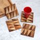 Square Shaped Brown Wooden Coasters - Pack of 4